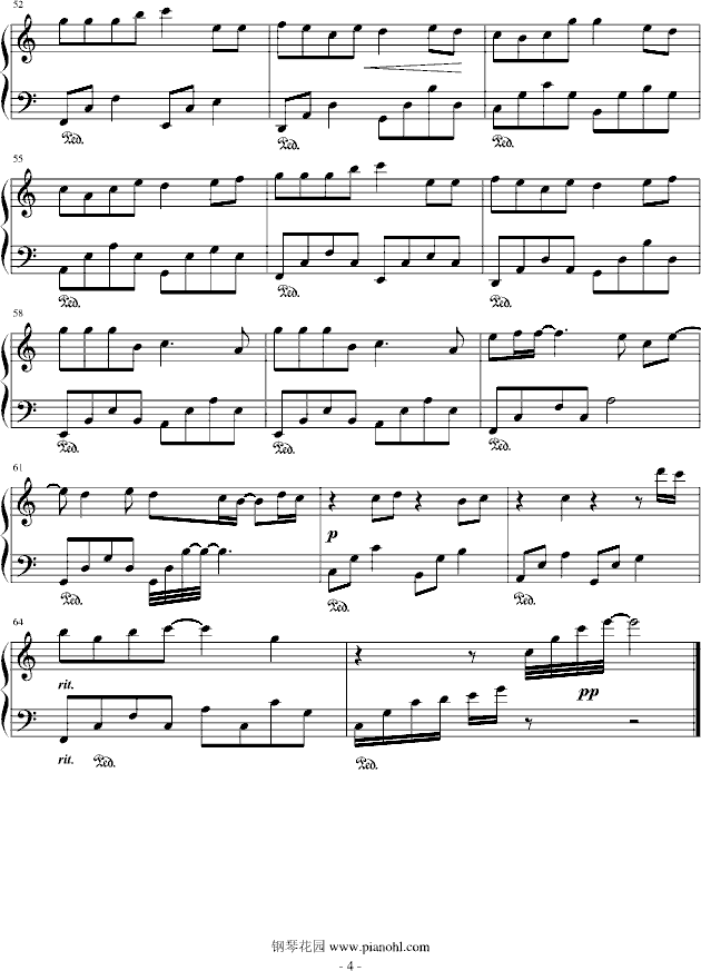 爱转角钢琴曲谱（图4）