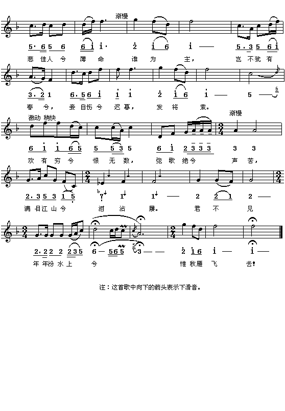 （宋）姜白石：古怨（查阜西打谱 简线对照）钢琴曲谱（图2）