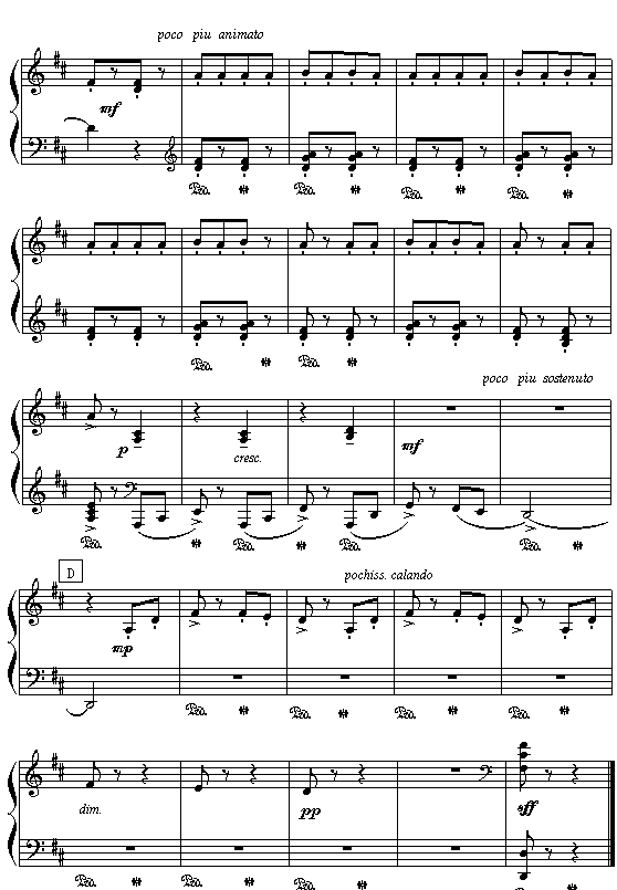 （俄）普罗科菲耶夫舞剧“罗蜜欧与朱丽叶”中的场景（四手联弹之2）钢琴曲谱（图4）