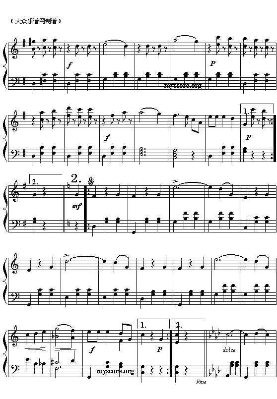 (奥)约翰.斯特劳斯：蓝色多瑙河圆舞曲(全曲)钢琴曲谱（图2）
