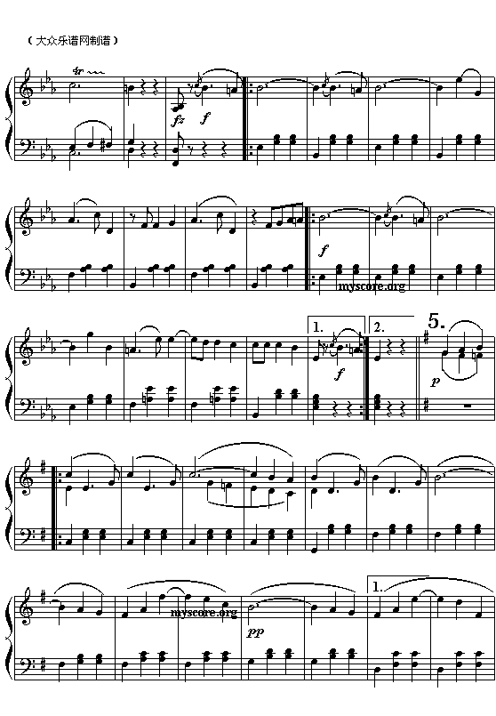 (奥)约翰.斯特劳斯：蓝色多瑙河圆舞曲(全曲)钢琴曲谱（图5）