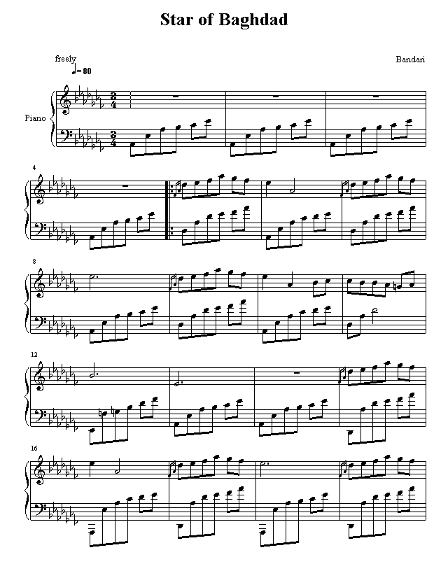 star baghdad钢琴曲谱（图1）