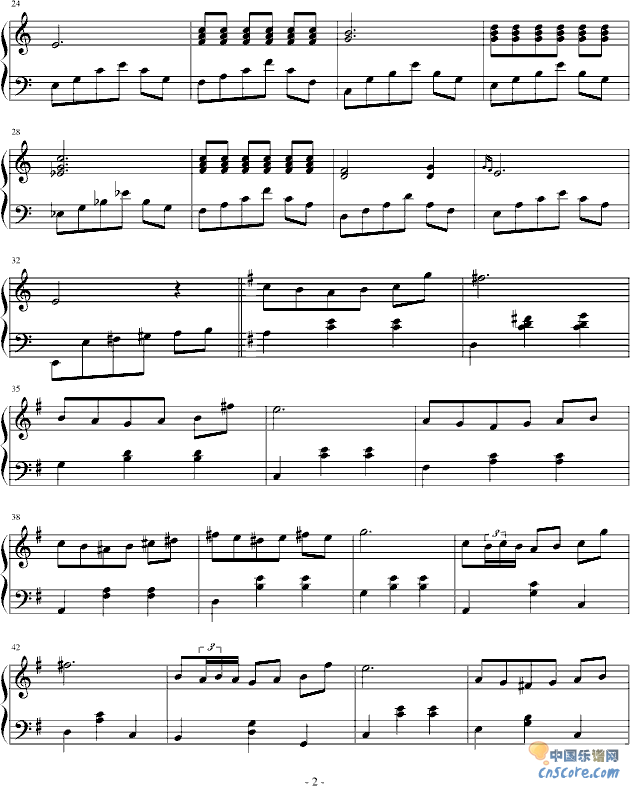 白色恋人-贝莎拉版-冬季恋歌钢琴曲谱（图2）