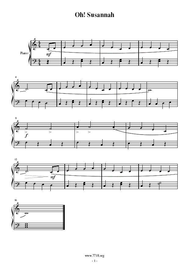 苏珊娜(简易钢琴谱)钢琴曲谱（图1）