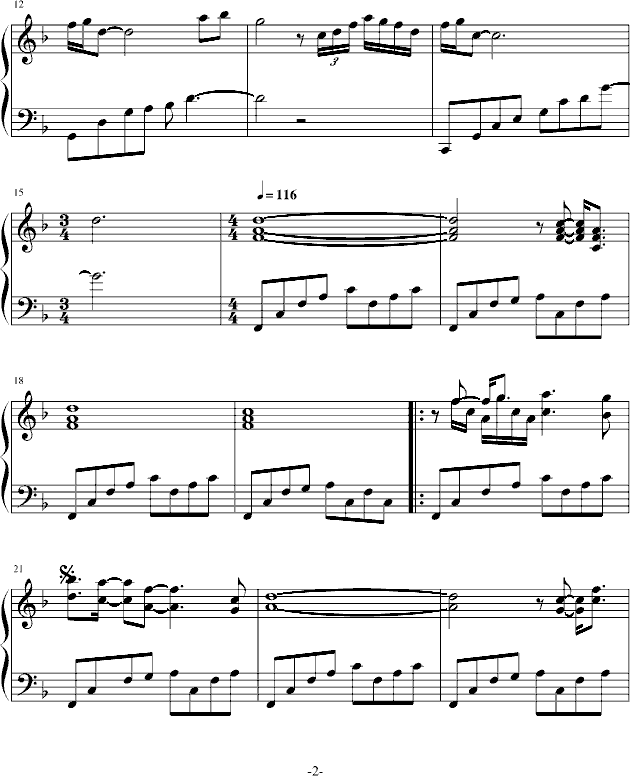 Swept Away钢琴曲谱（图2）