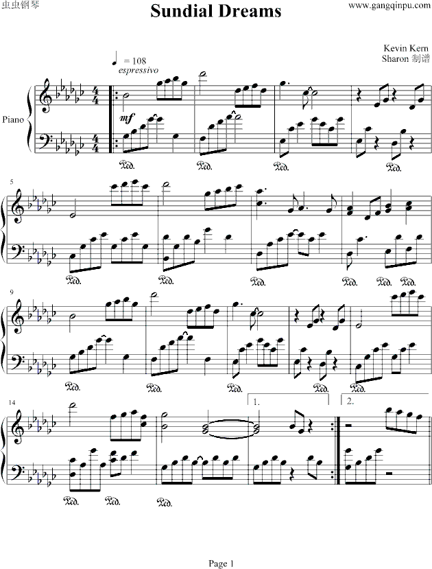 Sundial Dreams钢琴曲谱（图1）