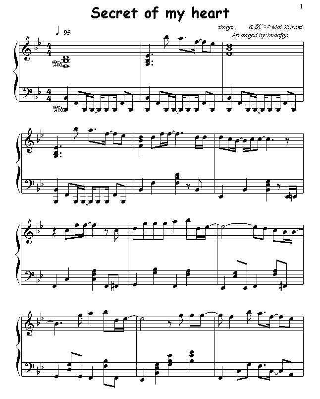 secret of my heart钢琴曲谱（图1）