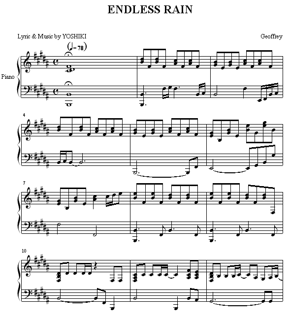 ENDLESS RAIN钢琴曲谱（图1）
