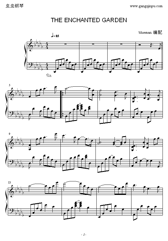 THE ENCHANTED GARDEN钢琴曲谱（图1）
