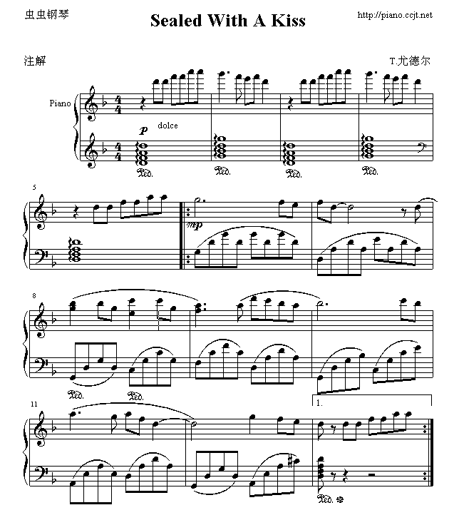 Sealed With A Kiss钢琴曲谱（图1）