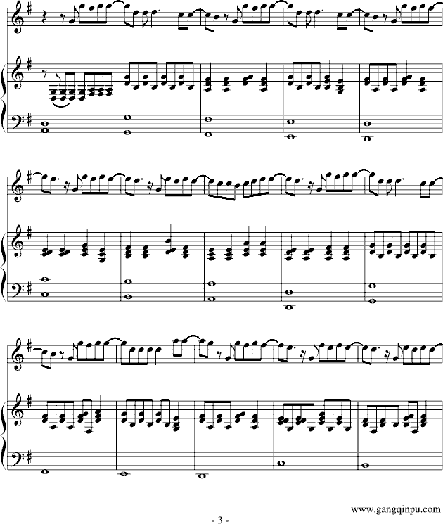 不能说的秘密-弹唱-緋村剑心版钢琴曲谱（图3）