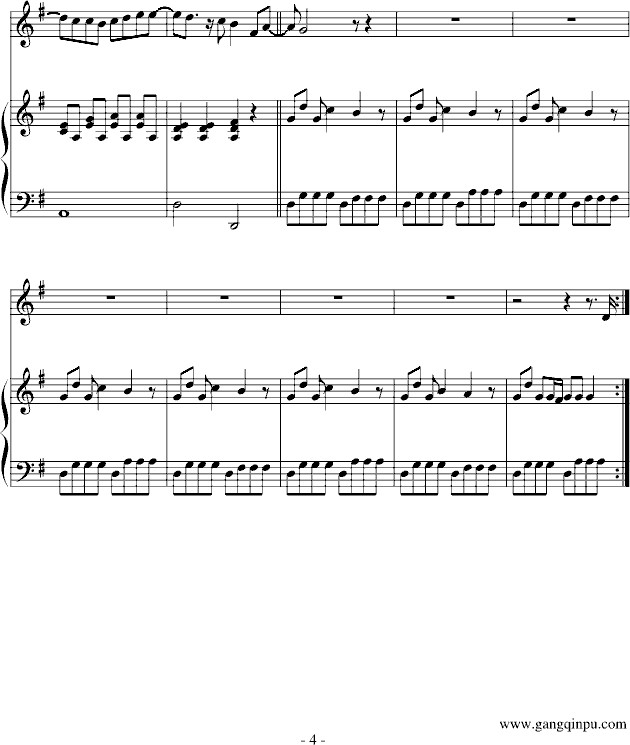 不能说的秘密-弹唱-緋村剑心版钢琴曲谱（图4）
