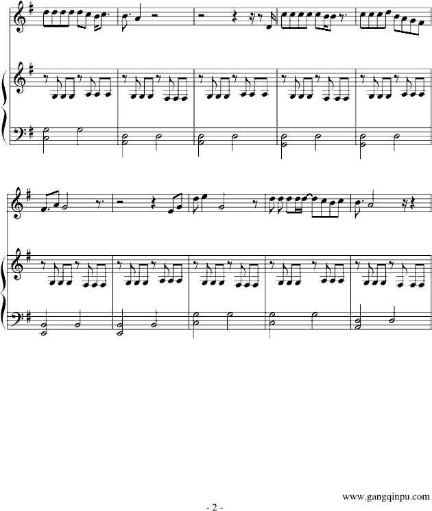 不能说的秘密-弹唱-緋村剑心版钢琴曲谱（图2）