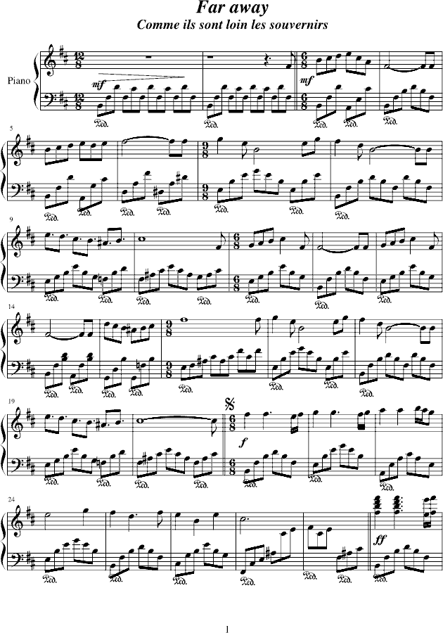 远方钢琴曲谱（图1）