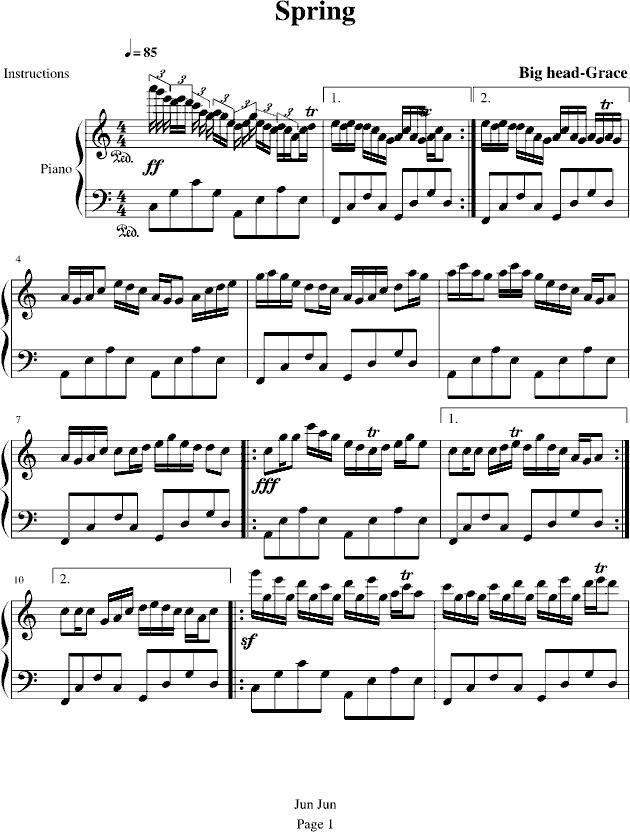 春季之乐曲钢琴曲谱（图1）