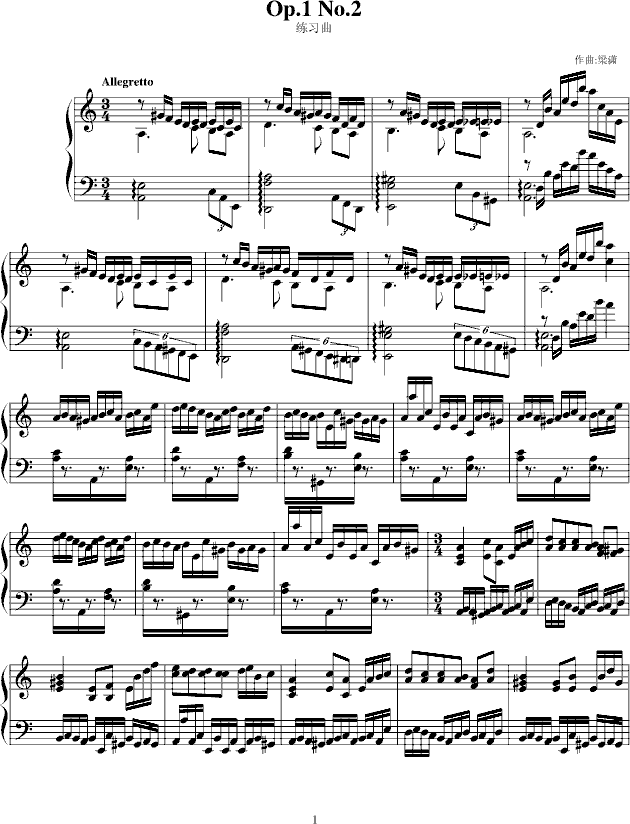 练习曲钢琴曲谱（图1）