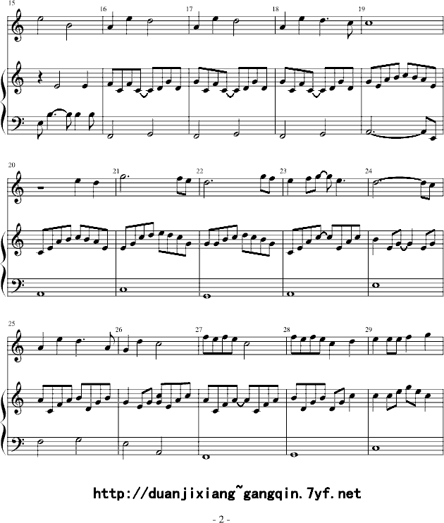 虫儿飞钢琴曲谱（图2）
