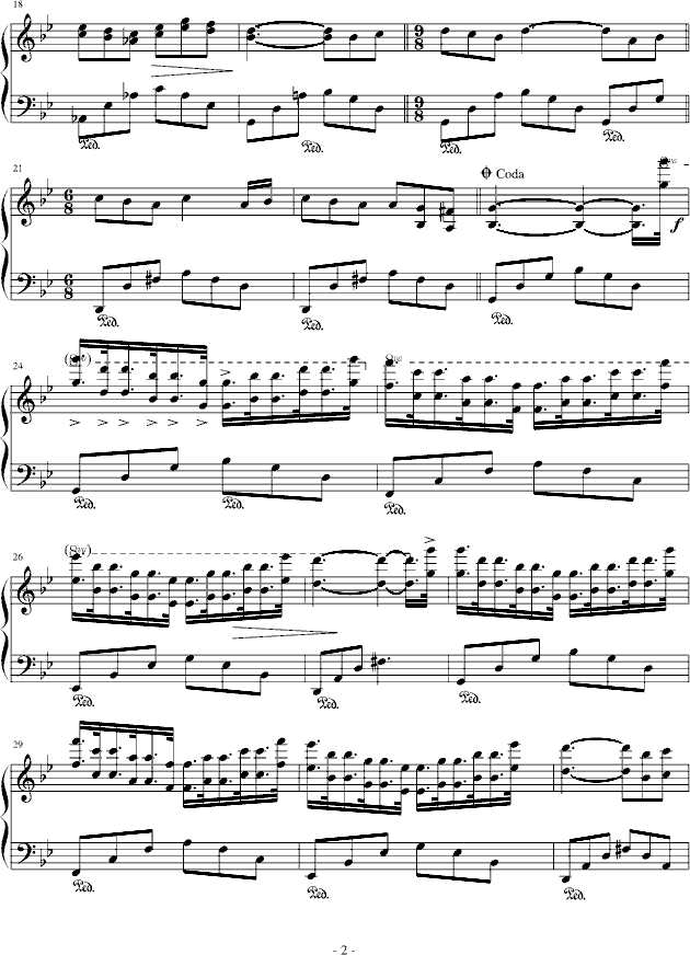 悲哀的结束钢琴曲谱（图2）