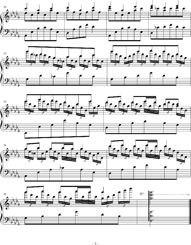 月光曲(第一乐章)钢琴曲谱（图2）
