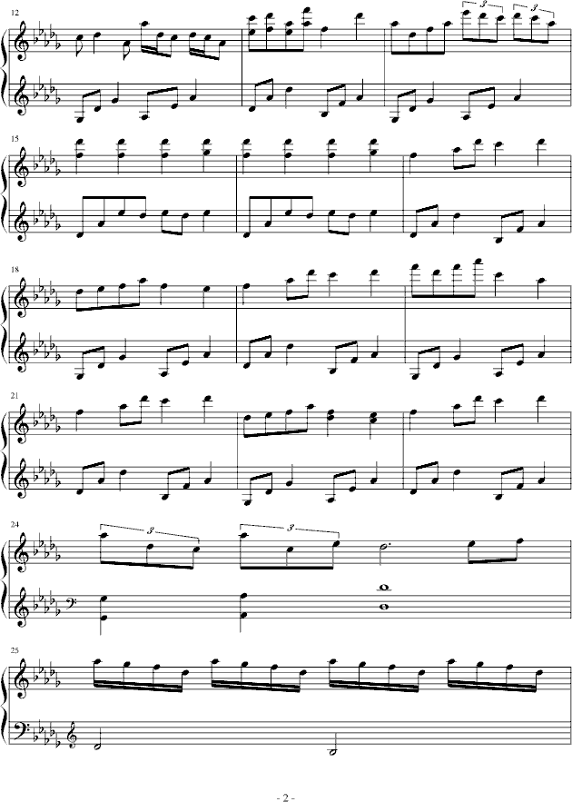 夏の风钢琴曲谱（图2）