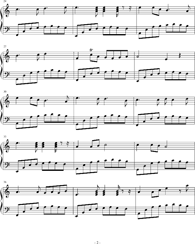 卡农轮唱钢琴曲谱（图2）