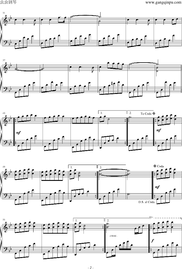 重返故里钢琴曲谱（图2）