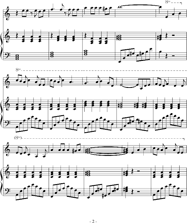 图兰朵—三手联弹版钢琴曲谱（图2）