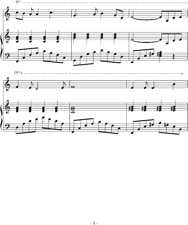 图兰朵—三手联弹版钢琴曲谱（图3）
