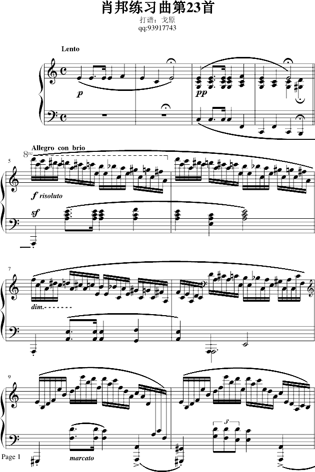 肖邦冬风练习曲-戈原版钢琴曲谱（图1）