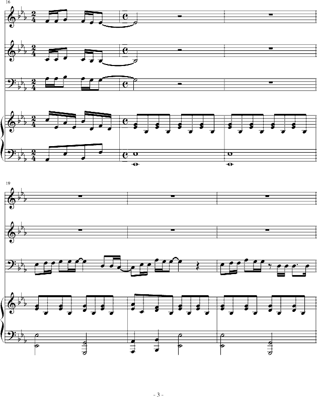 3月9日合唱版 《一升的眼泪》插曲钢琴曲谱（图3）