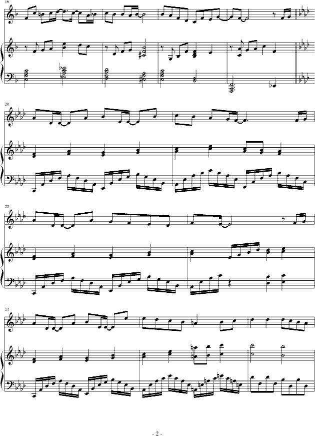 精灵世纪插曲《心火》钢琴曲谱（图2）