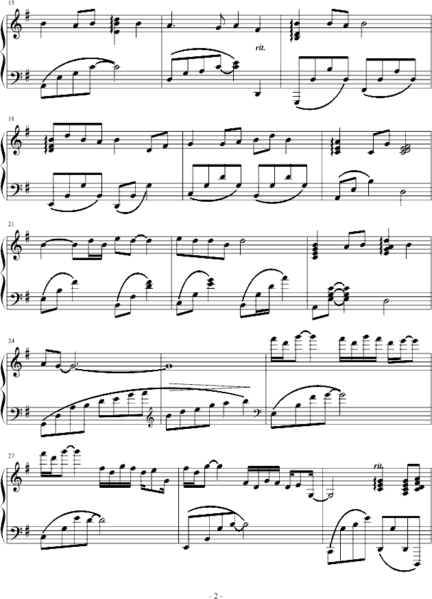 菊花台-(较之前简化版)钢琴曲谱（图2）