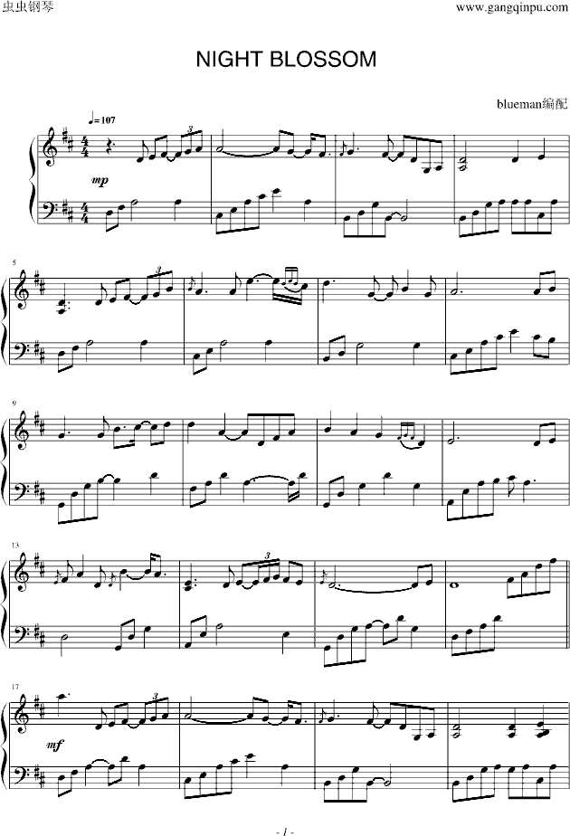 Night Blossom钢琴曲谱（图1）
