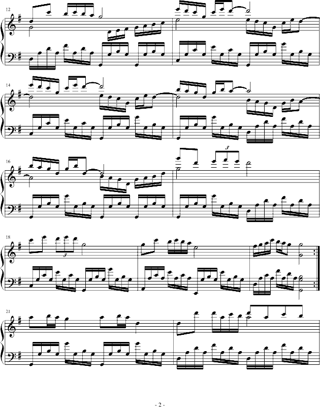 难忘今宵钢琴曲谱（图2）