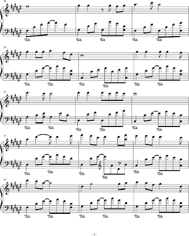 回来我的爱钢琴曲谱（图3）