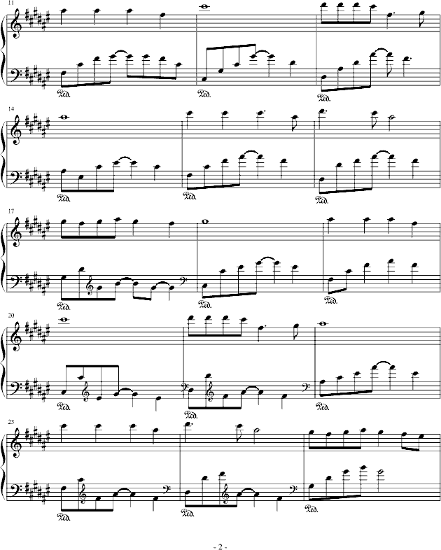 回来我的爱钢琴曲谱（图2）