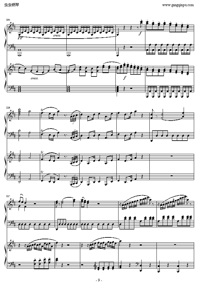 D大调双钢琴奏鸣曲K448第一乐章钢琴曲谱（图9）