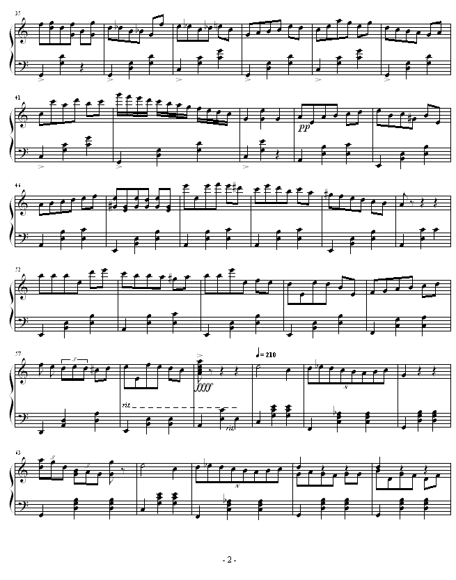 C大调圆舞曲钢琴曲谱（图2）