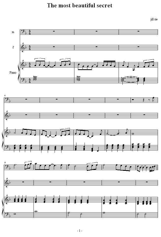 The most beautiful secret钢琴曲谱（图1）