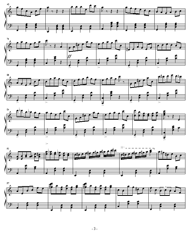 C大调圆舞曲钢琴曲谱（图3）