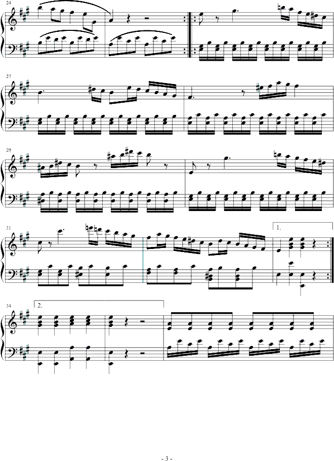 A大调奏鸣曲第一乐章钢琴曲谱（图3）