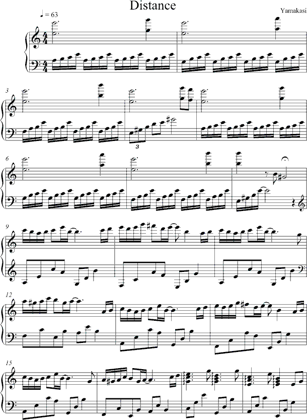 Distance钢琴曲谱（图1）