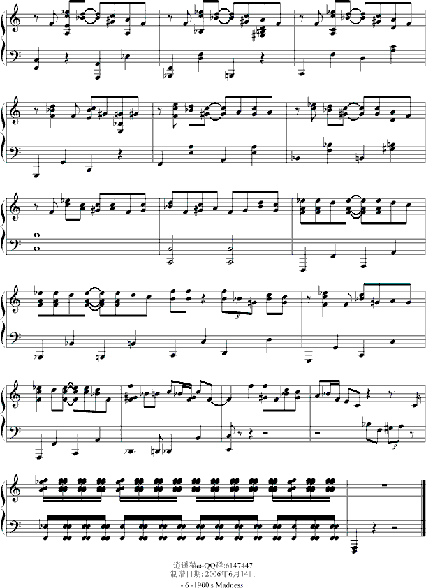 1900s Madness钢琴曲谱（图6）
