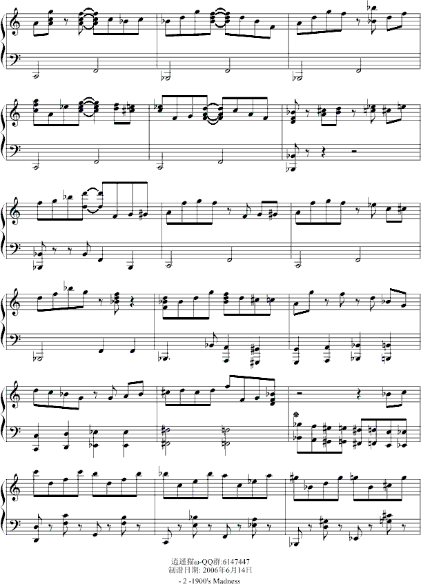 1900s Madness钢琴曲谱（图2）