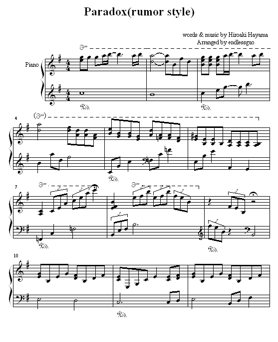 Paradox钢琴曲谱（图1）