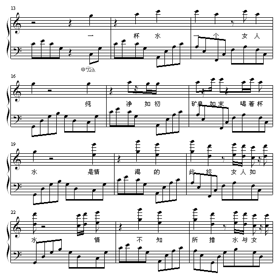 水女人钢琴曲谱（图2）