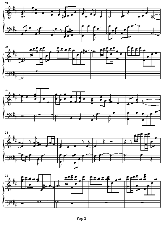 尼戈尔的涙のテーマ钢琴曲谱（图2）