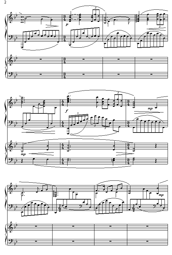 黄河颂钢琴曲谱（图2）