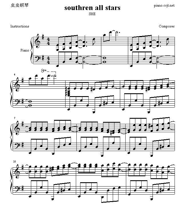 southren all stars钢琴曲谱（图1）
