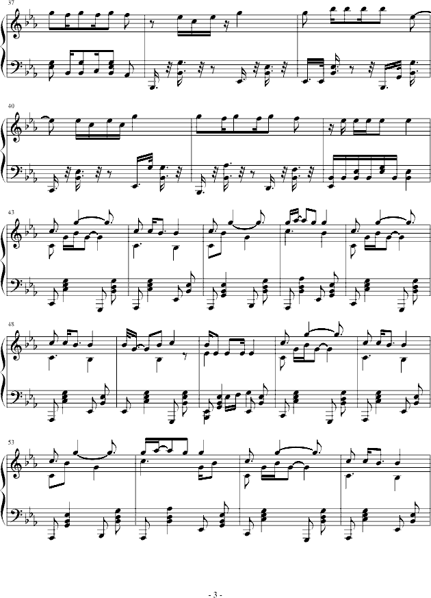 火影忍者主题曲Wind钢琴曲谱（图3）